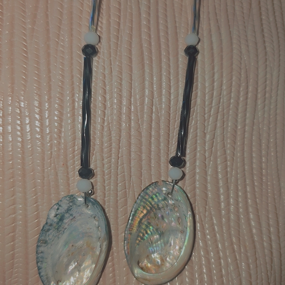 Iridescent Abalone Mini Shell Dangle Earrings